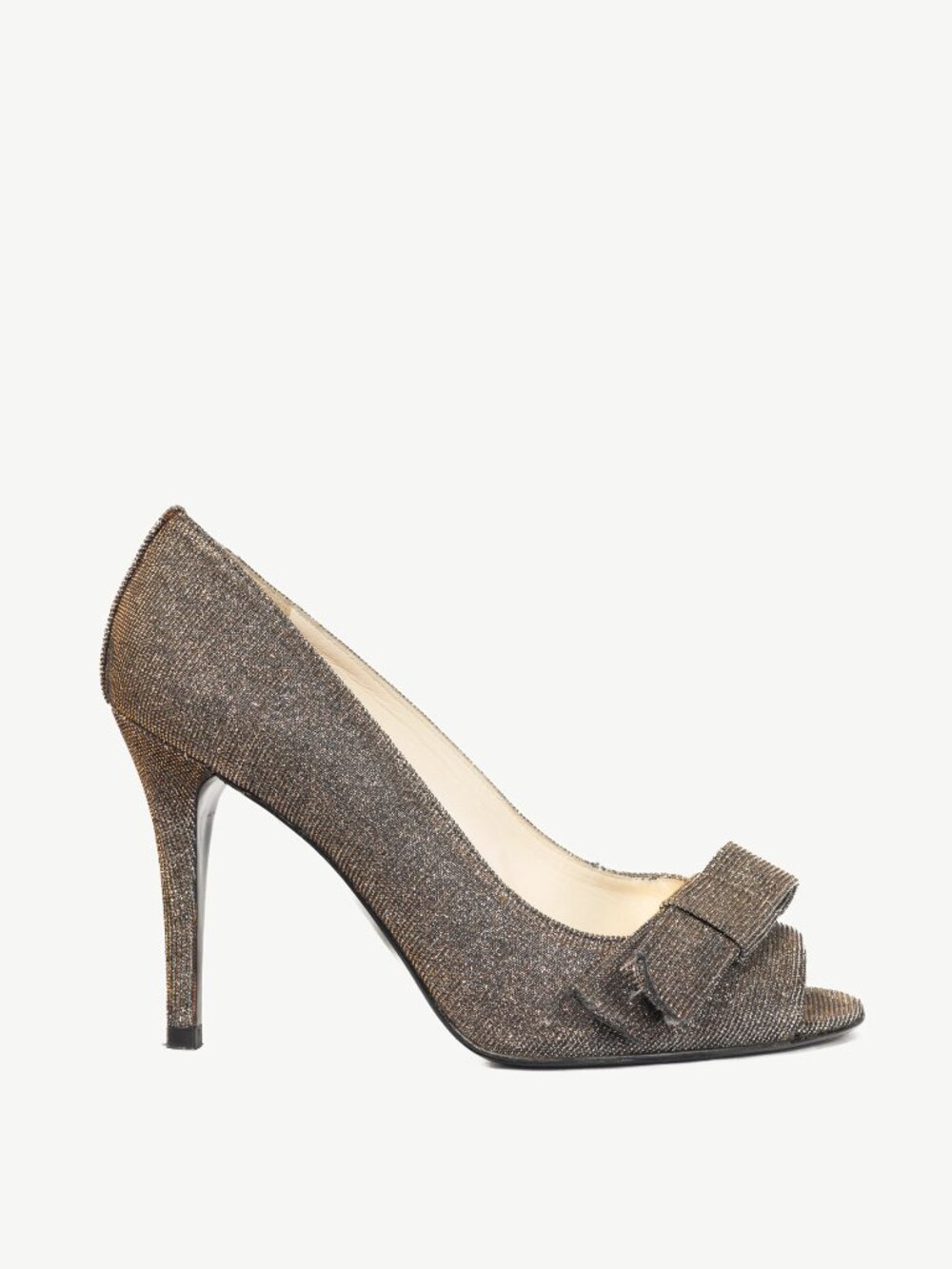 Stuart Weitzman Bowover Pyrite Nocturn Sparkly Bow Peep-Toe Pumps